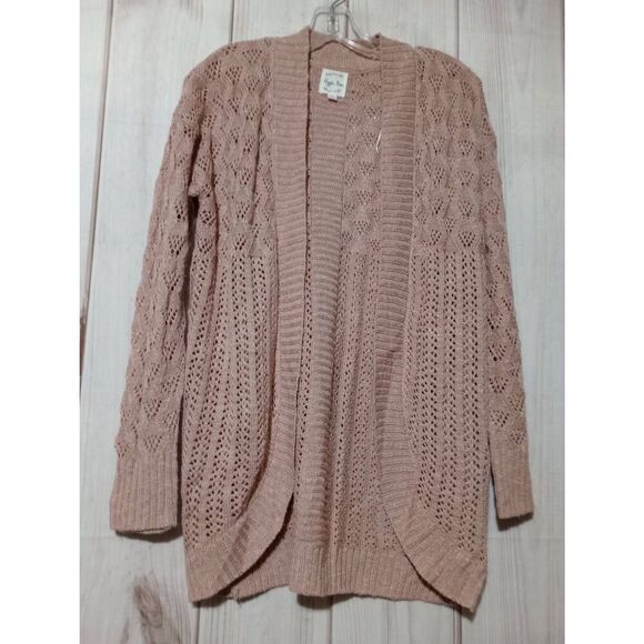 Hippie Rose Sweater Ladies Small Pink Cardigan‎ Open Weave - Picture 1 of 6